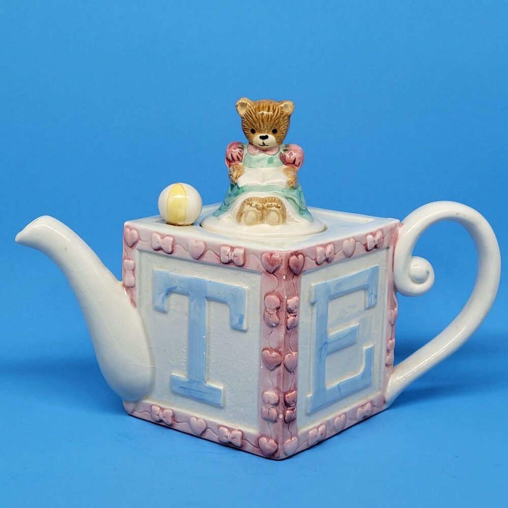 OCI Fitz & Floyd Teapot Bear Lid Tea Time  1991 Vintage